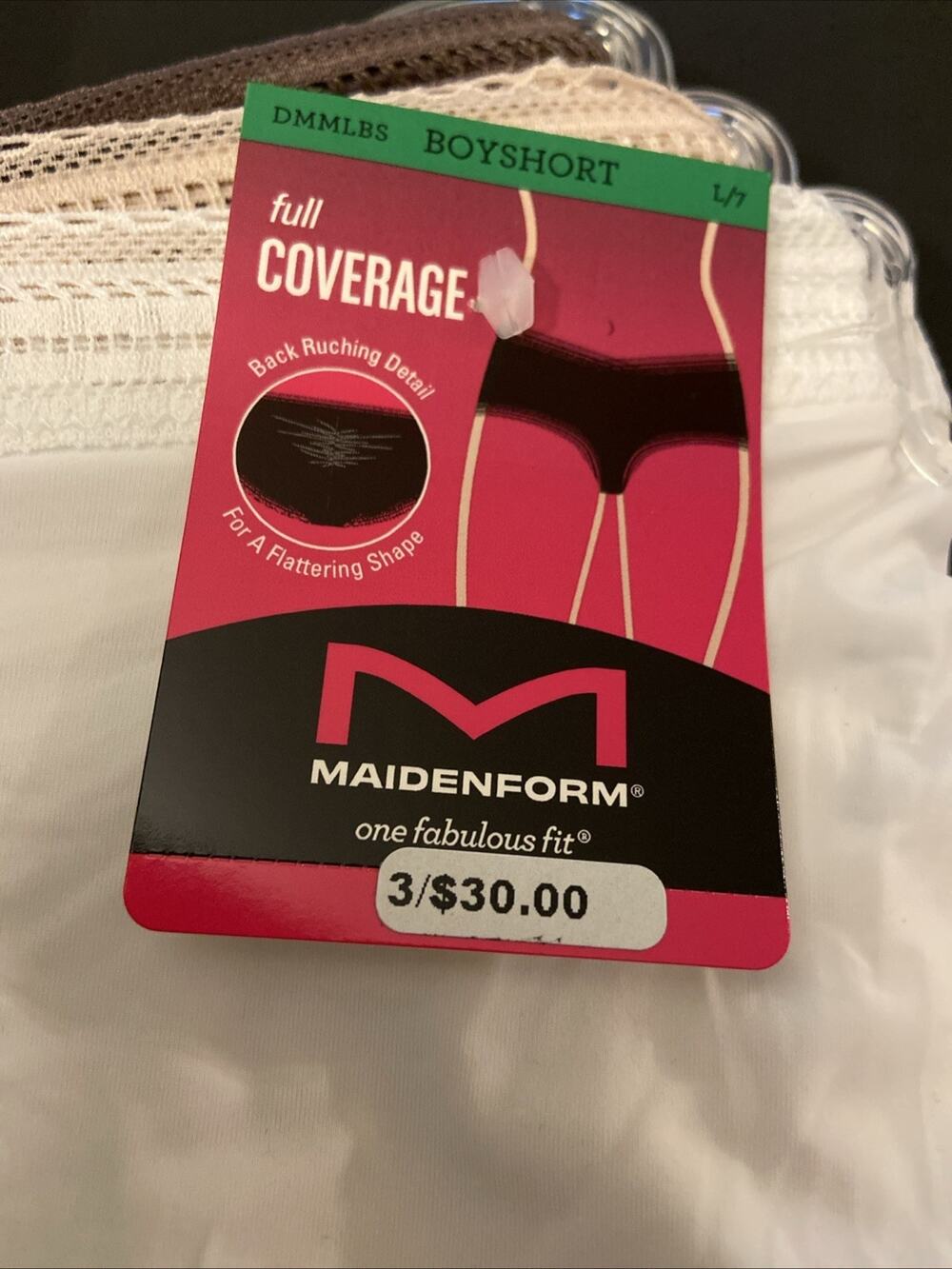 NEW! Maidenform 3 Pack ! Assorted Fabulous Fit Boyshorts / 7 / Large / MSRP $30